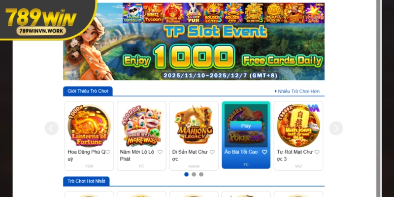 Chủ đề slot phong phú tại 789WIN, chơi không chán